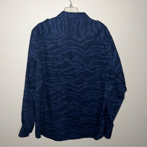 Sean John Blue Zebra Patterned Snap Front Shirt Size 4X - Picture 5 of 6